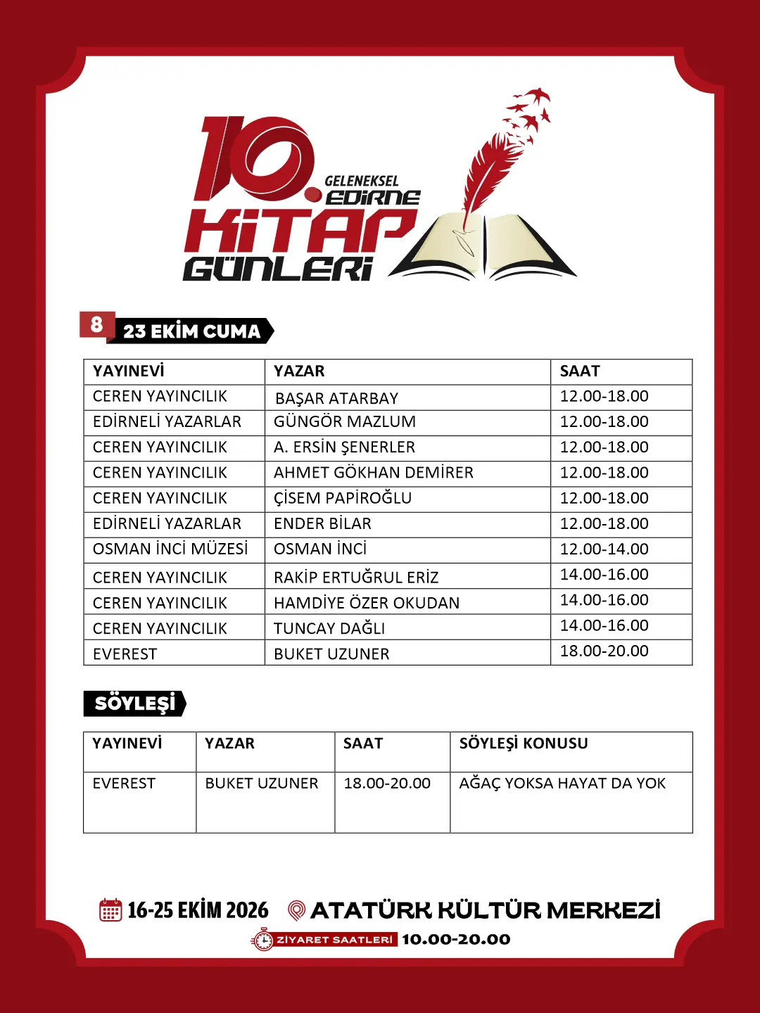 10. GELENEKSEL EDİRNE KİTAP GÜNLERİ’NİN PROGRAMI AÇIKLANDI galeri görseli